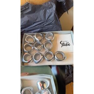 Nambe Studio Napkin Rings Set of 12 Silver Alloy Model W52 1983 Vintage MCM
